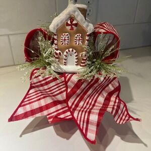 Gingerbread House Ornament‎ with Red Ribbon & Gift Box Holiday Decor